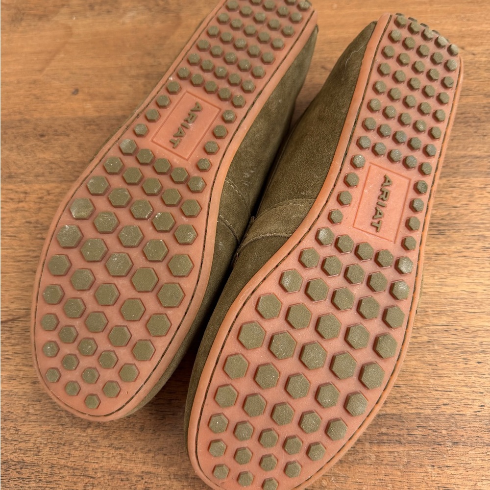 Ariat Woman’s Olive Green Suede Loafers - Picture 2 of 3